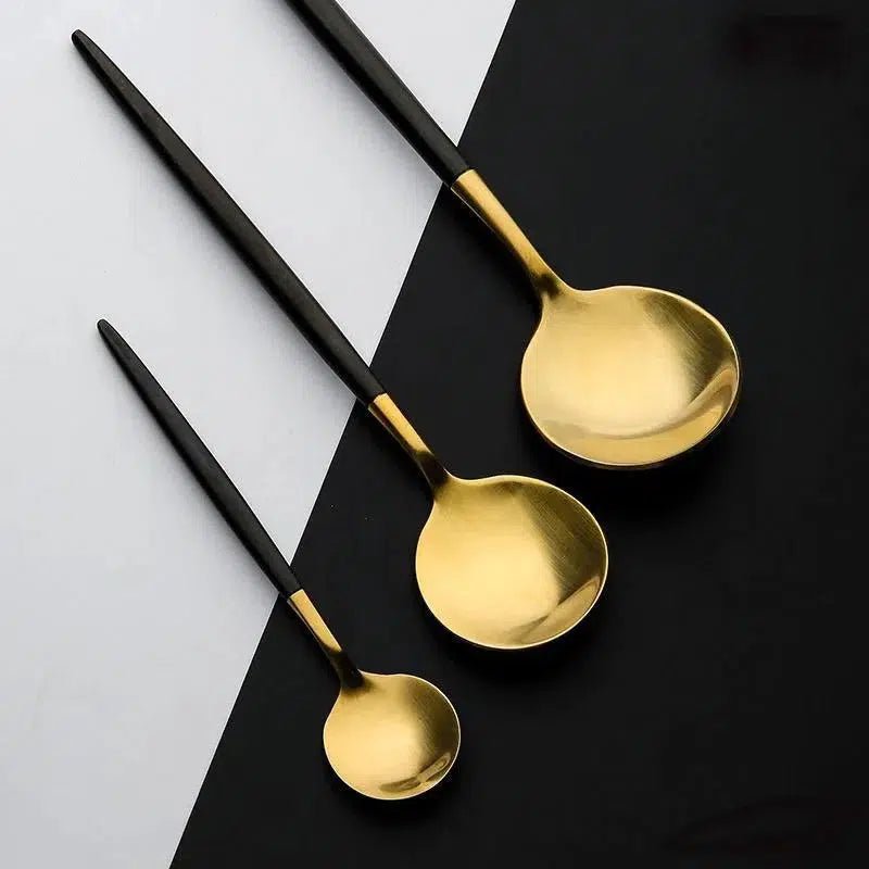 Black + Gold Cutlery Set - Tabby Lighting