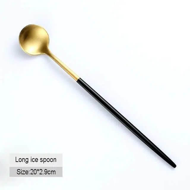 Black + Gold Cutlery Set - Tabby Lighting