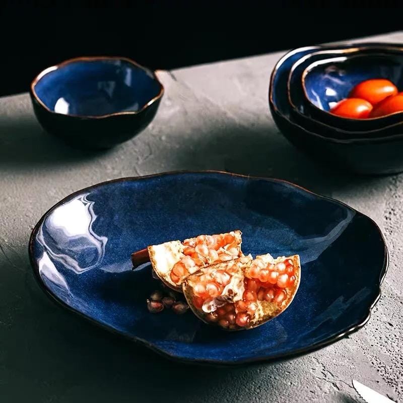 Blue Colour Ceramics Irregular Shape Dinner Sets - Tabby Lighting