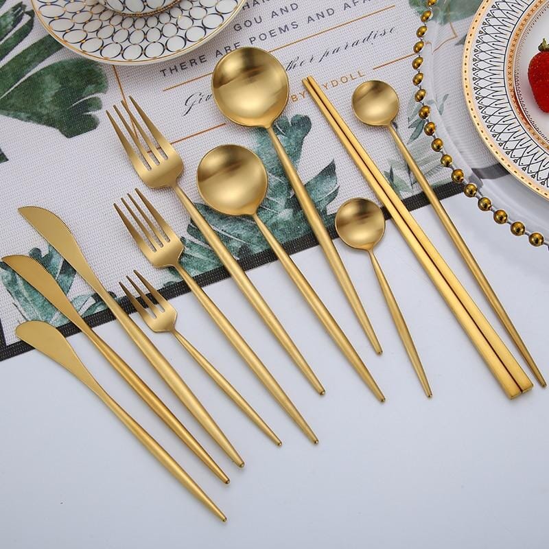Brushed Gold Cutlery Set - Tabby Lighting