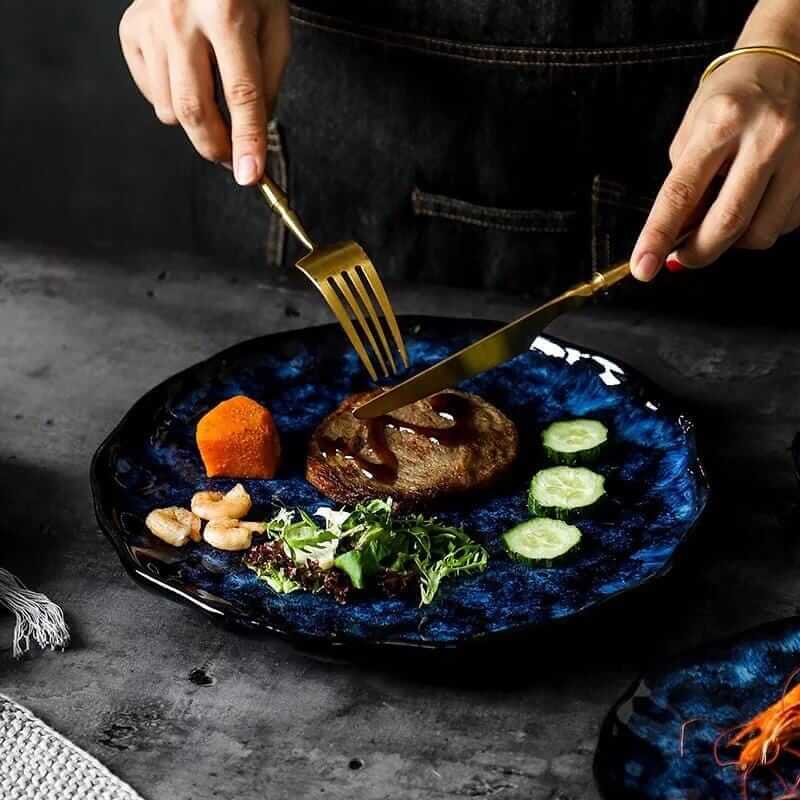 Cat Blue Japanese style Tableware - Tabby Lighting