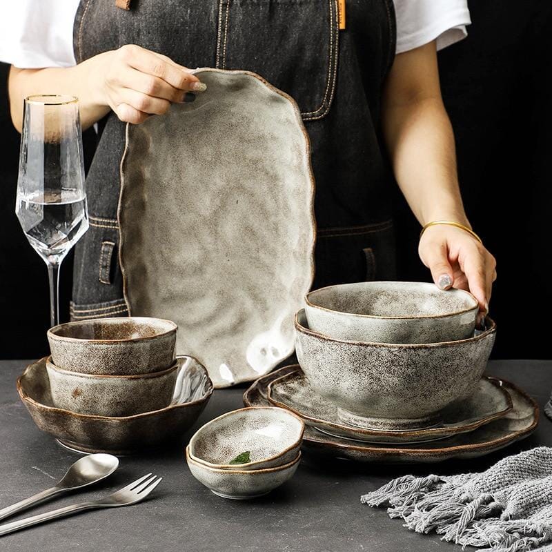 Irregular Stone Grain Bowls + Plates - Tabby Lighting