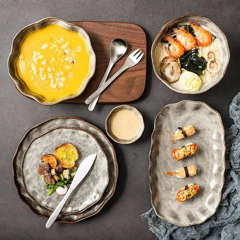 Irregular Stone Grain Bowls + Plates - Tabby Lighting
