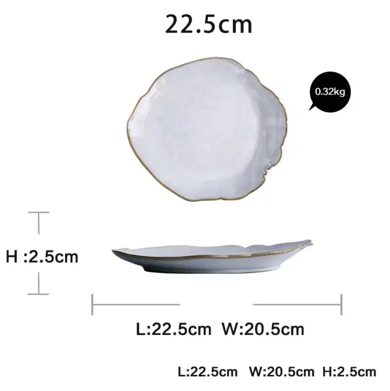 Irregular White Ceramic Plates + Dishes - Tabby Lighting