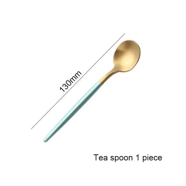 Mint Green + Gold Cutlery Set - Tabby Lighting