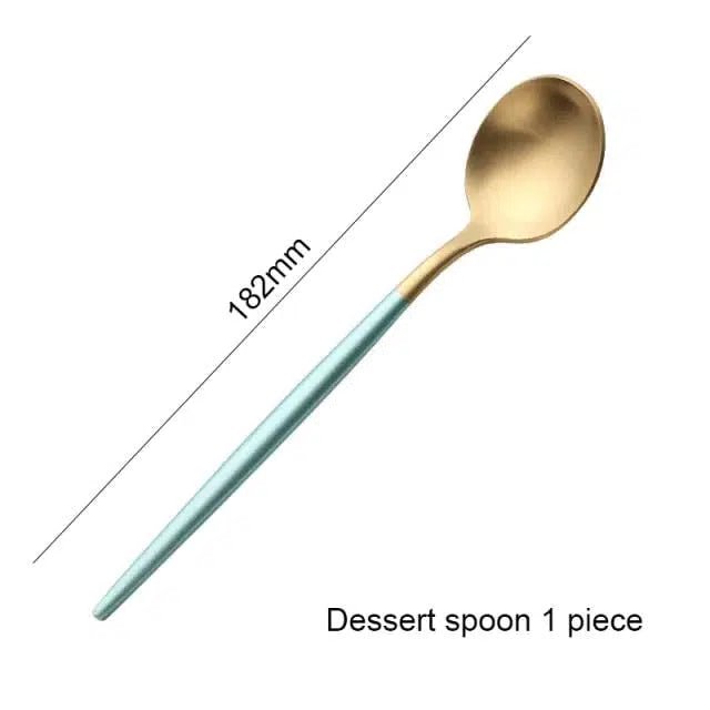 Mint Green + Gold Cutlery Set - Tabby Lighting