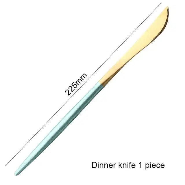 Mint Green + Gold Cutlery Set - Tabby Lighting