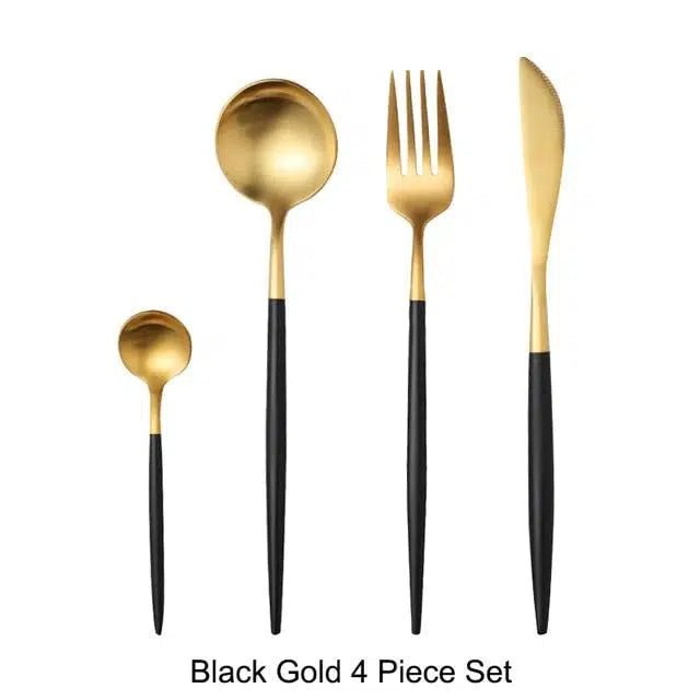 Black + Gold Cutlery Set - Tabby Lighting
