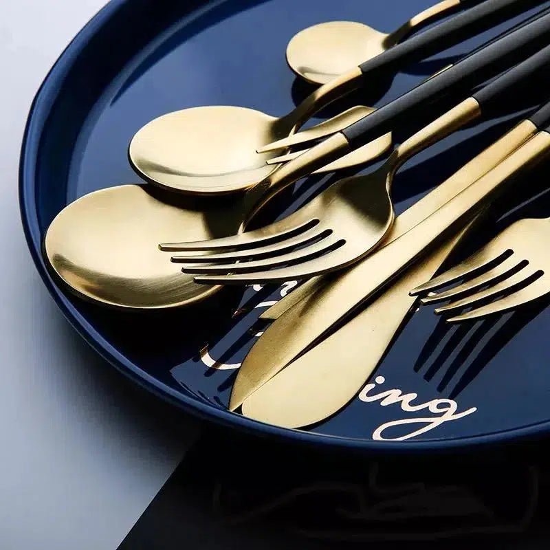 Black + Gold Cutlery Set - Tabby Lighting