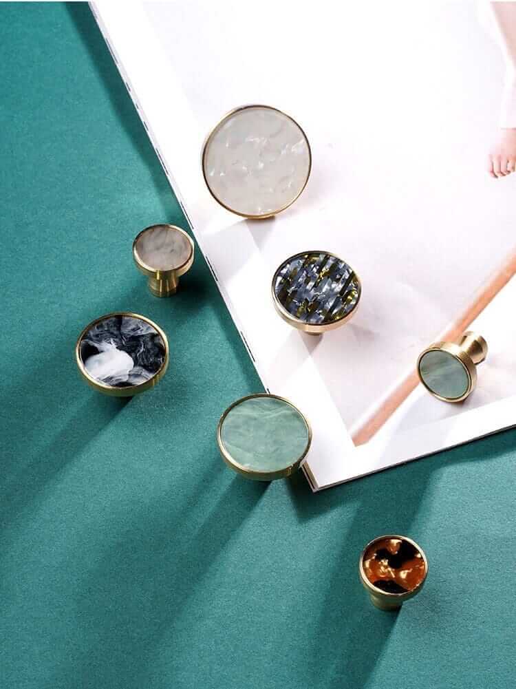 Brass and Stone Handles - Tabby Lighting