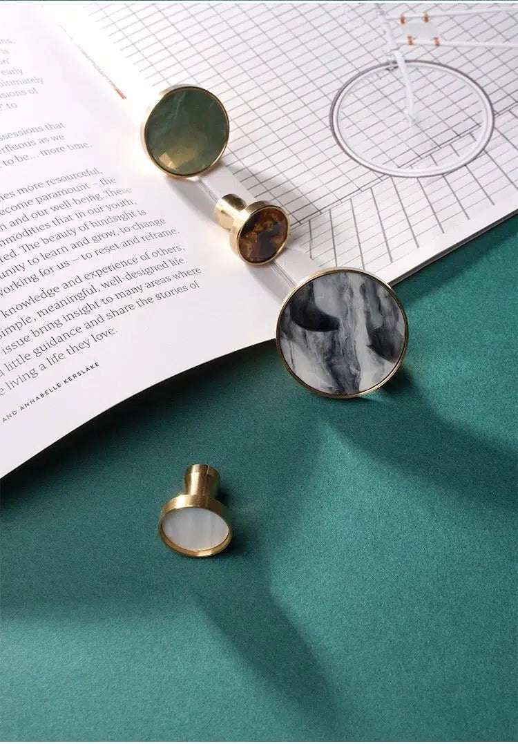Brass and Stone Handles - Tabby Lighting