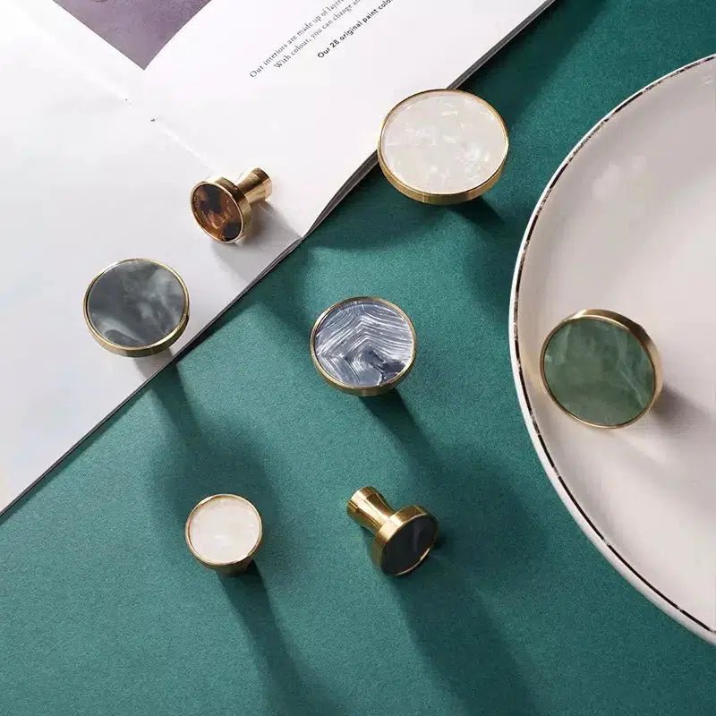 Brass and Stone Handles - Tabby Lighting
