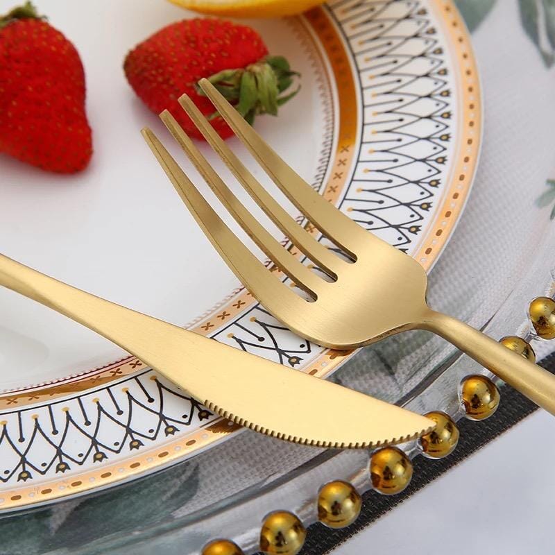 Brushed Gold Cutlery Set - Tabby Lighting