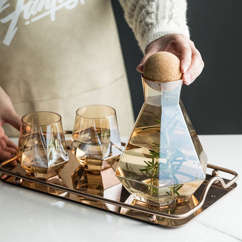 Hexagonal glass Pitcher set - Tabby Lighting
