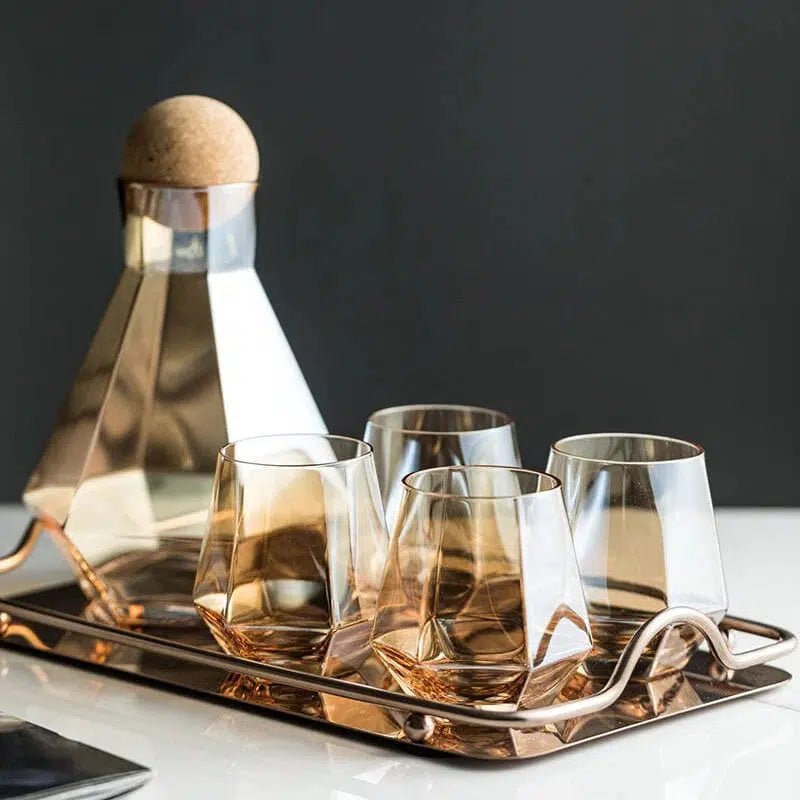 Hexagonal glass Pitcher set - Tabby Lighting