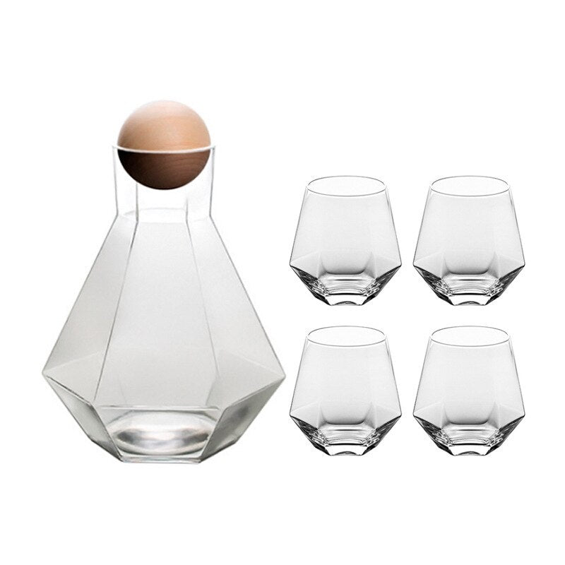 Hexagonal glass Pitcher set - Tabby Lighting