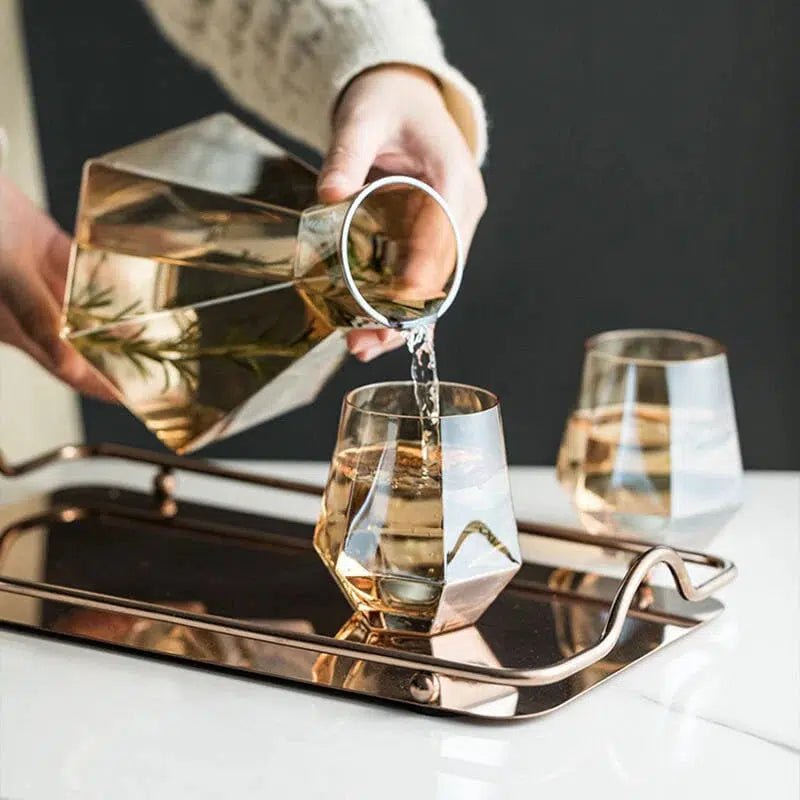 Hexagonal glass Pitcher set - Tabby Lighting