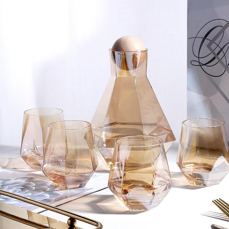Hexagonal glass Pitcher set - Tabby Lighting