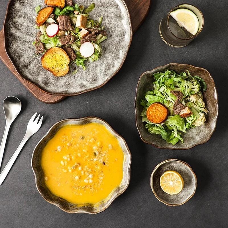 Irregular Stone Grain Bowls + Plates - Tabby Lighting