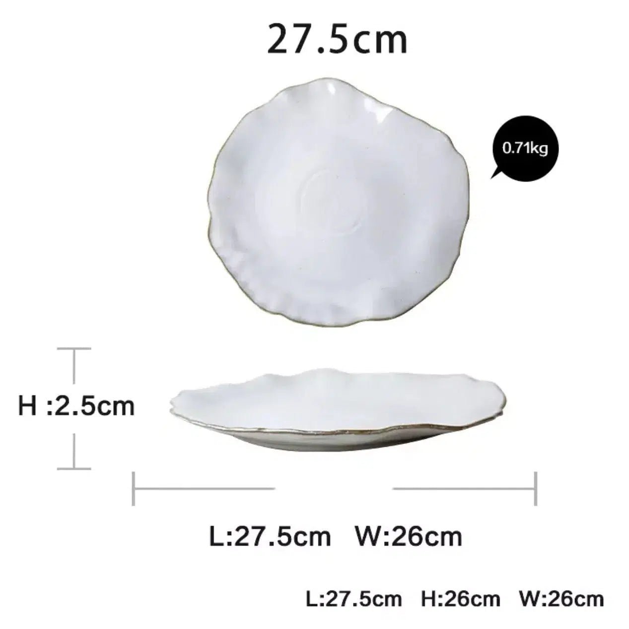 Irregular White Ceramic Plates + Dishes - Tabby Lighting