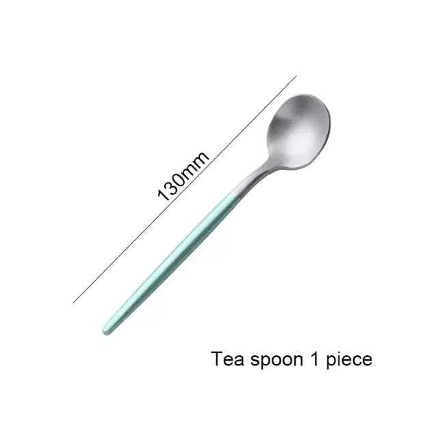 Mint Green + Gold Cutlery Set - Tabby Lighting