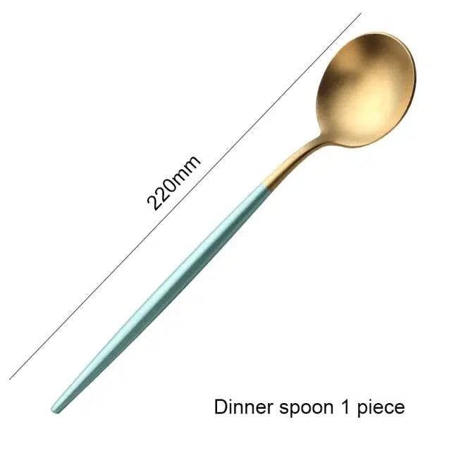 Mint Green + Gold Cutlery Set - Tabby Lighting