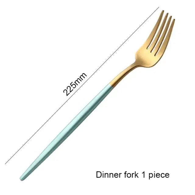 Mint Green + Gold Cutlery Set - Tabby Lighting