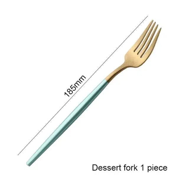 Mint Green + Gold Cutlery Set - Tabby Lighting