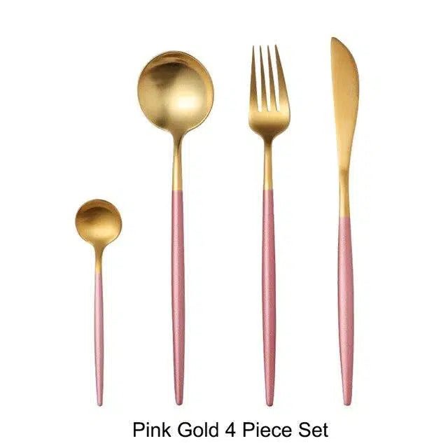 Pink + Gold Cutlery Set - Tabby Lighting