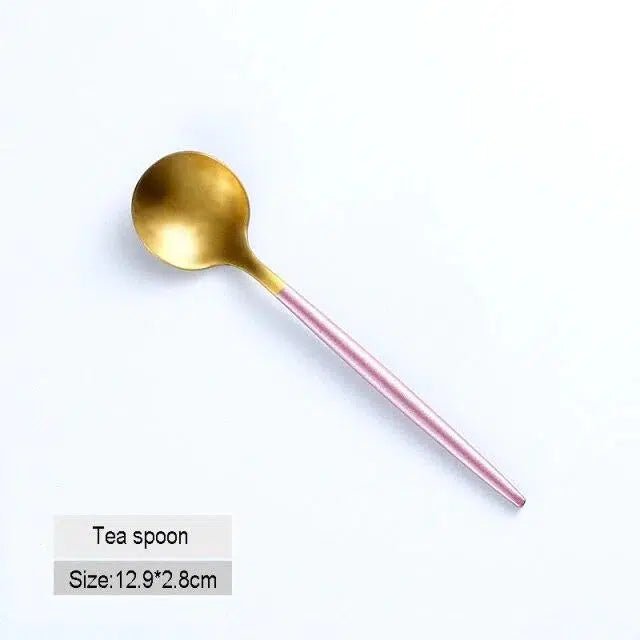Pink + Gold Cutlery Set - Tabby Lighting